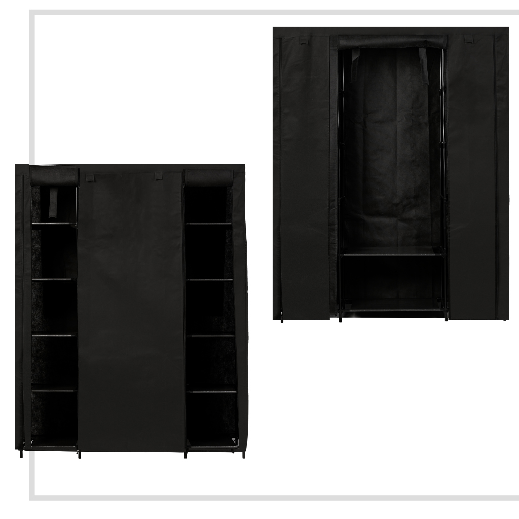 Szafa tekstylna materiałowa składana garderoba na ubrania XXL czarna - obrazek 8