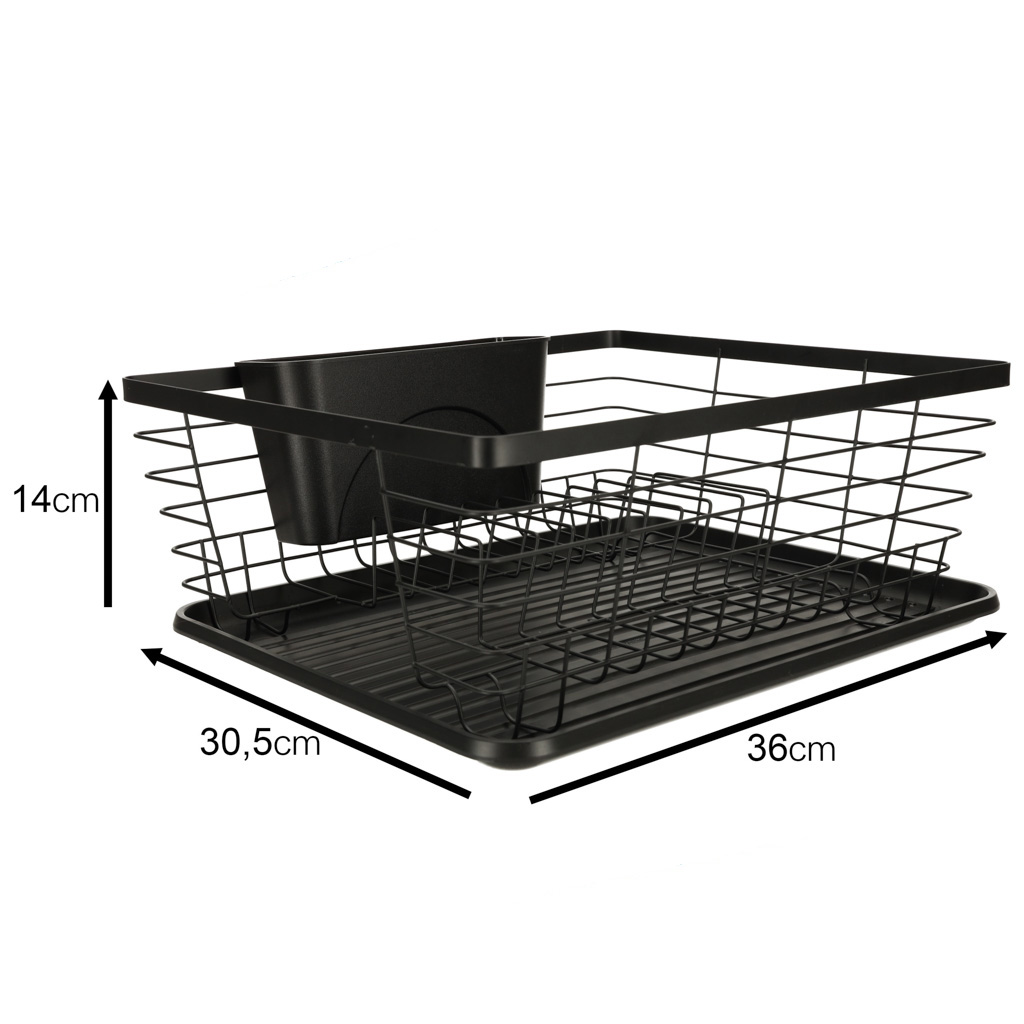Suszarka do naczyń ociekacz na naczynia sztućce taca czarna - obrazek 5