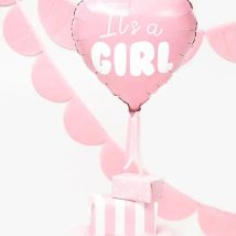 Balon foliowy „It’s a girl” na baby shower serce różowe 48cm