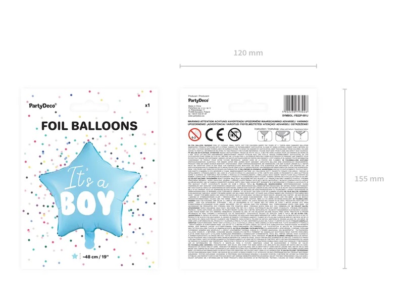 Balon foliowy "It's a boy" na baby shower gwiazda niebieska 48cm - obrazek 3