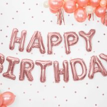 Balon foliowy dekoracja urodzinowa Happy Birthday różowe złoto 340cm x 35cm