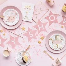 Baner napis na baby shower gwiazdki jasnoróżowe 290cm x 16,5cm