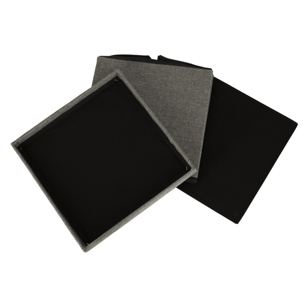 Pufa składana ze schowkiem otwierana do siedzenia podnóżek szara 38x38x38cm - obrazek 4