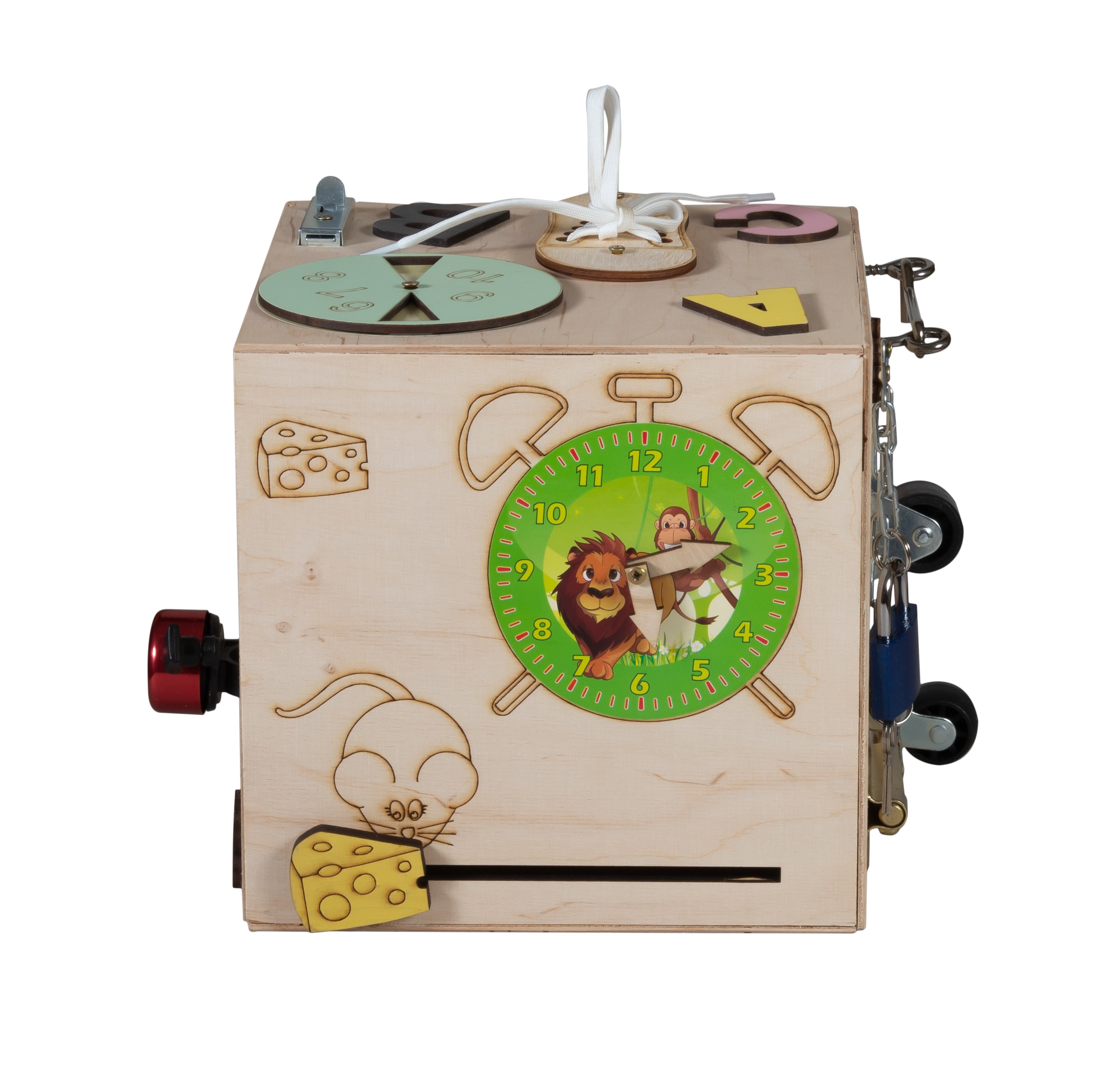 Kostka manipulacyjna drewniana sensoryczna 20,5cm - obrazek 4