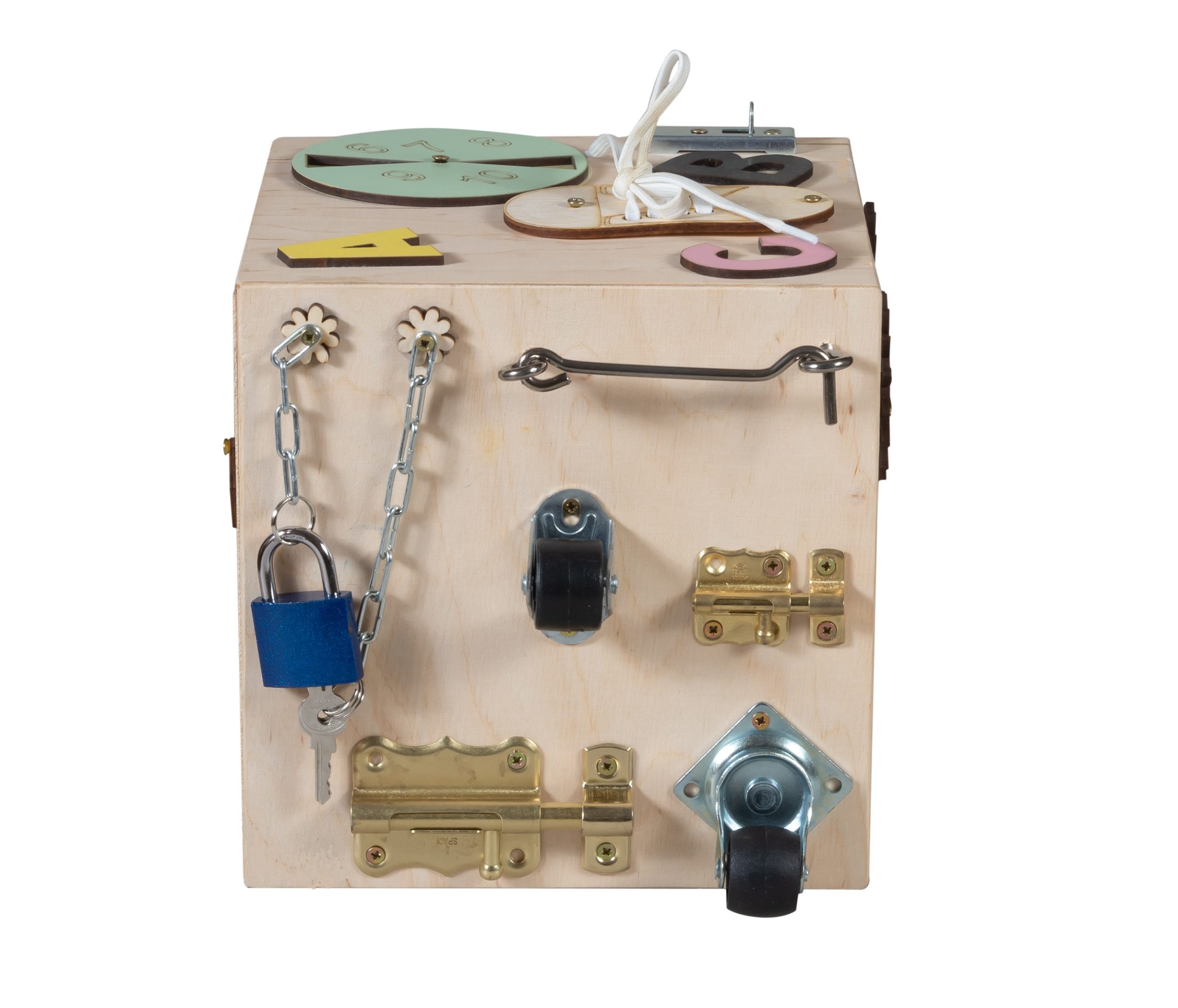 Kostka manipulacyjna drewniana sensoryczna 20,5cm - obrazek 8