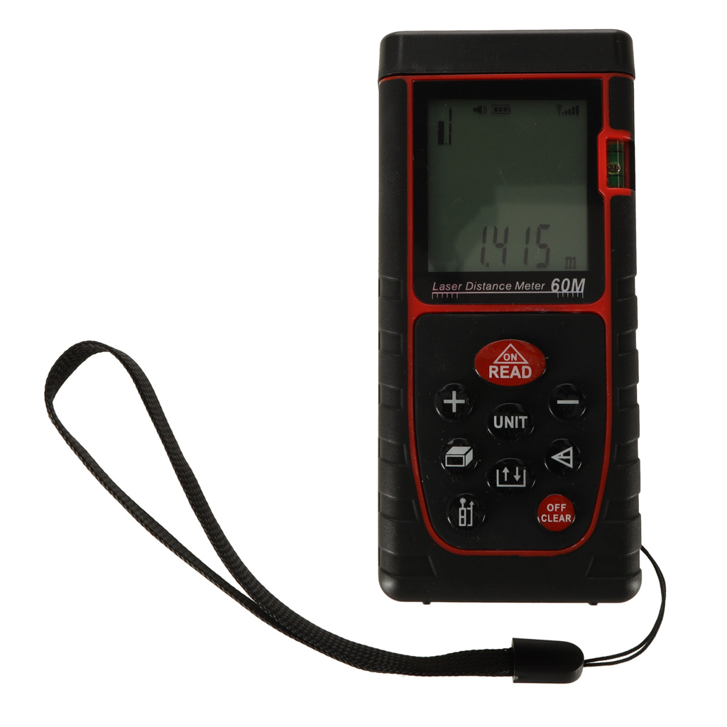 Dalmierz laserowy miernik odległości cyfrowy wodoodporny IP54 3mm/60m pokrowiec zasilanie bateryjne KAFUWELL - obrazek 3