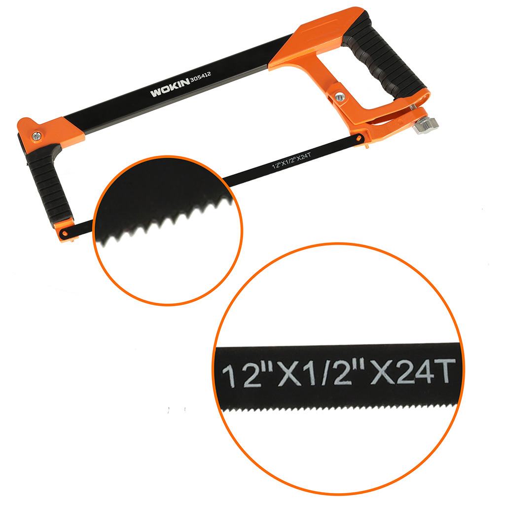Piła ręczna brzeszczot do metalu kabłąkowa aluminiowy uchwyt regulacja ostrza 300 mm WOKIN - obrazek 8