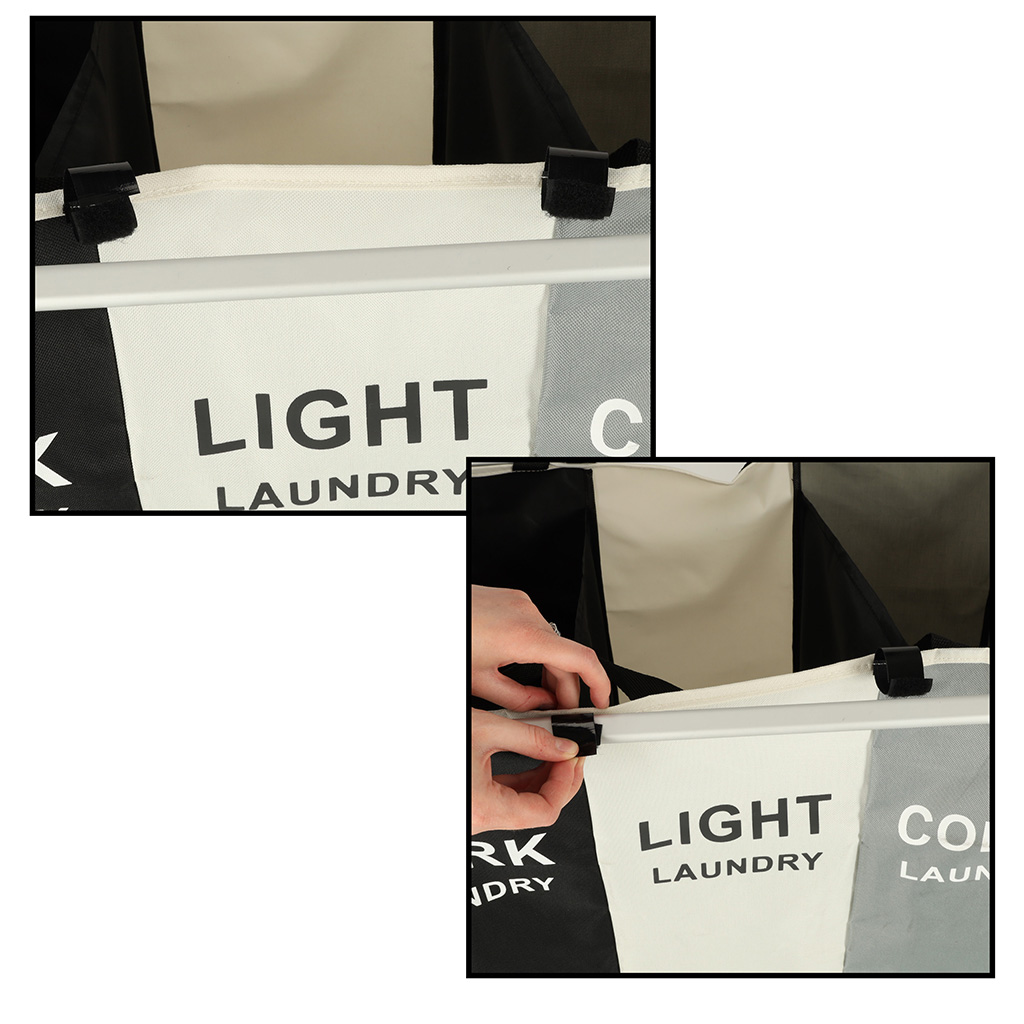 Kosz na pranie segregacja organizer 3 komory 135l - obrazek 5