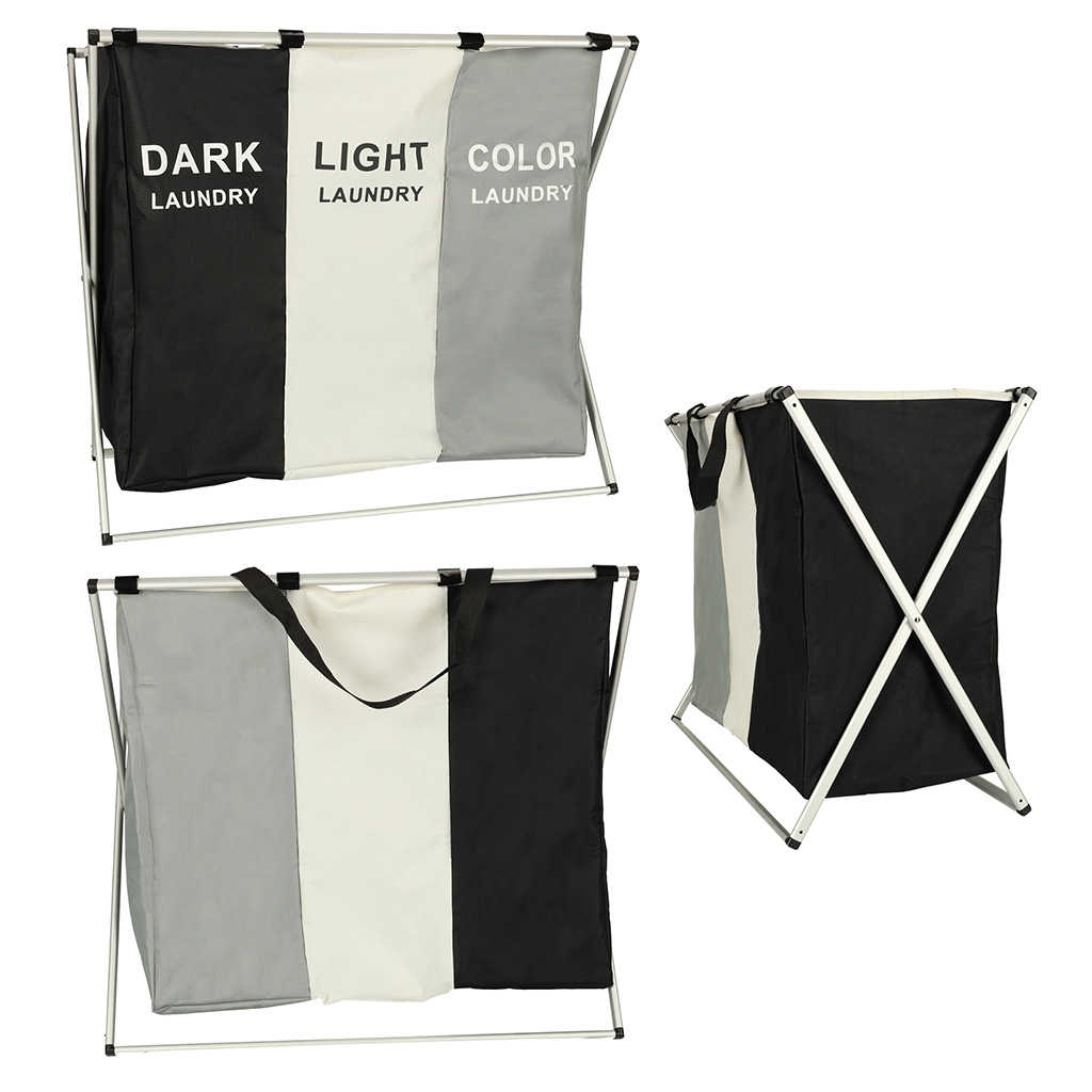 Kosz na pranie segregacja organizer 3 komory 135l - obrazek 6