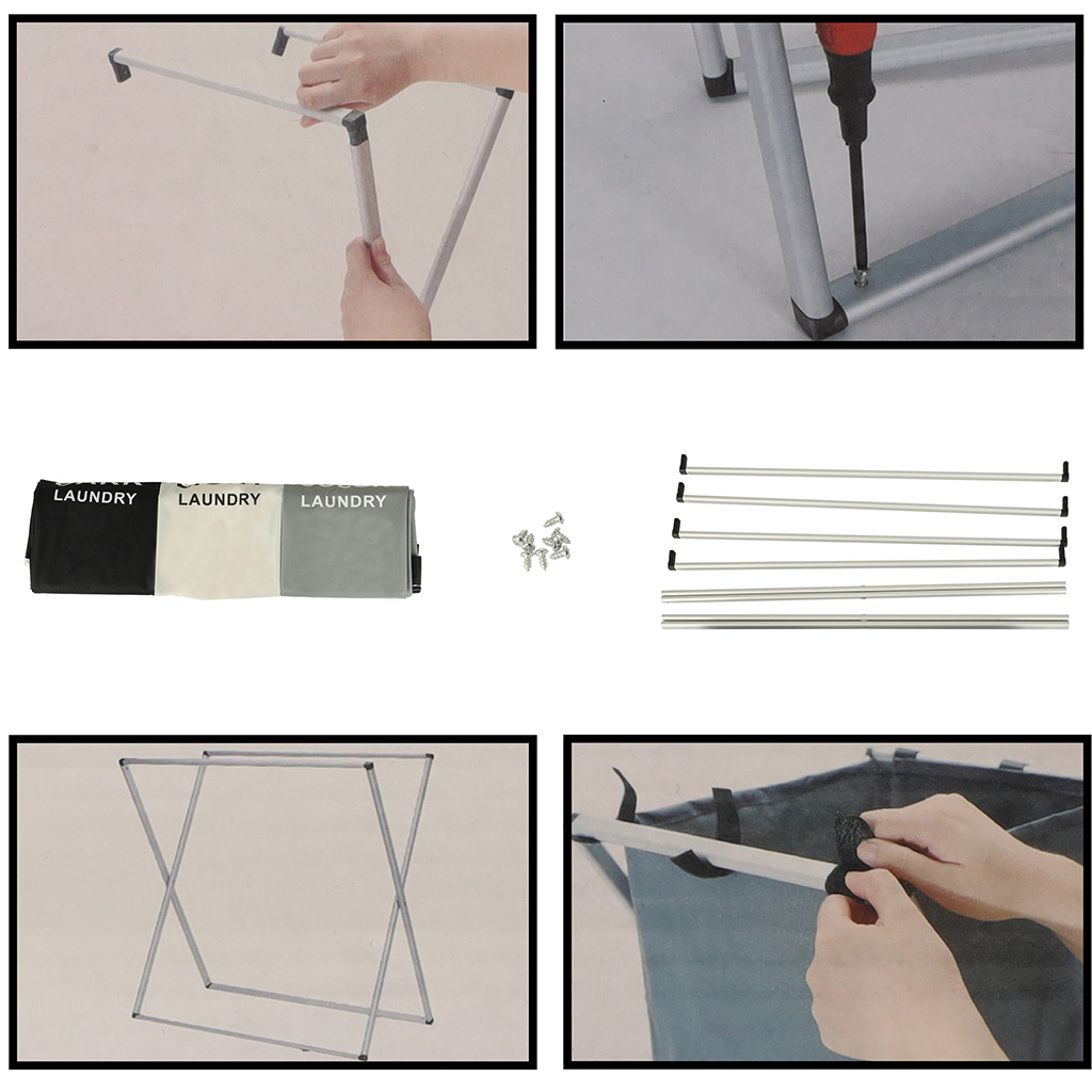 Kosz na pranie segregacja organizer 3 komory 135l - obrazek 7