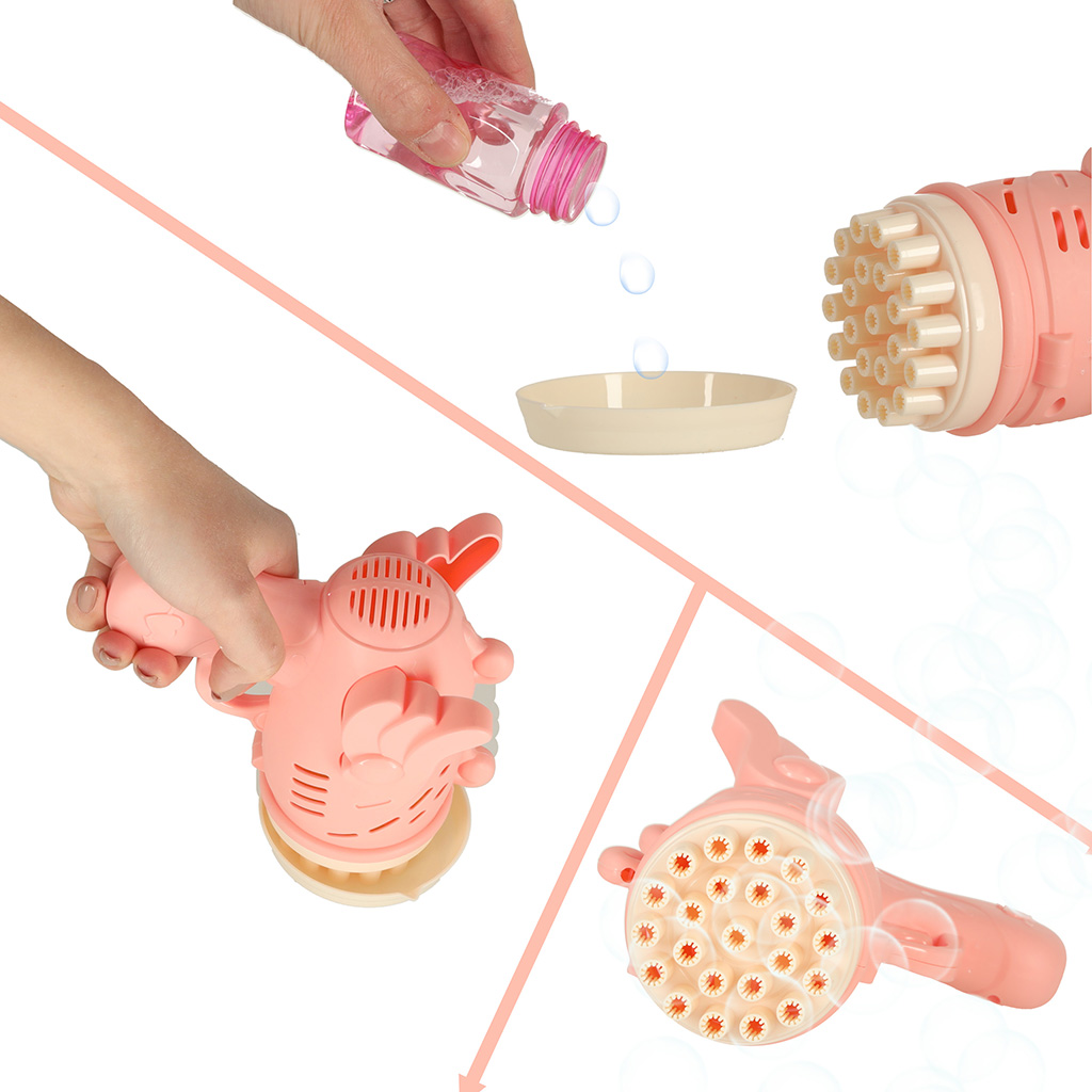 Pistolet do baniek mydlanych bańki mydlane ze skrzydłami różowy - obrazek 4