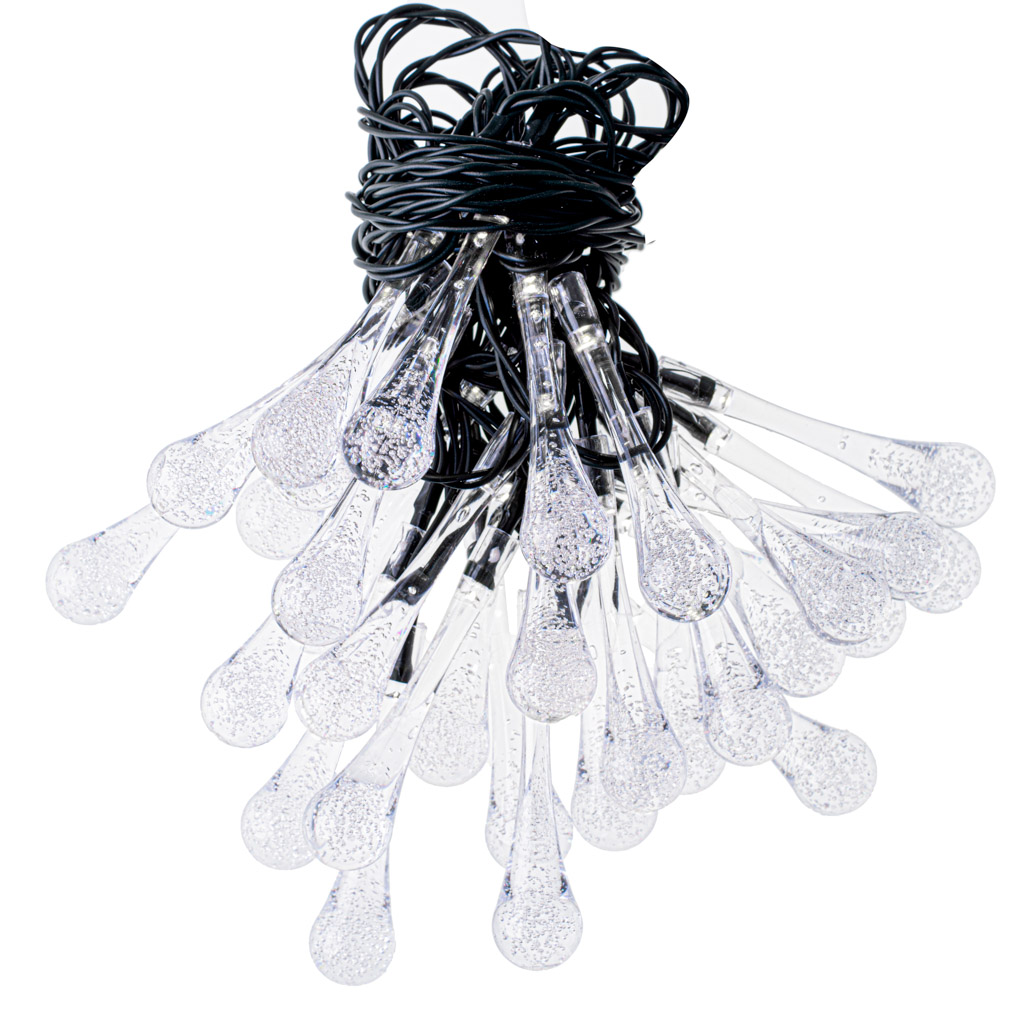 Lampki solarne ogrodowe łezki 6,5m 30LED zimny biały - obrazek 4