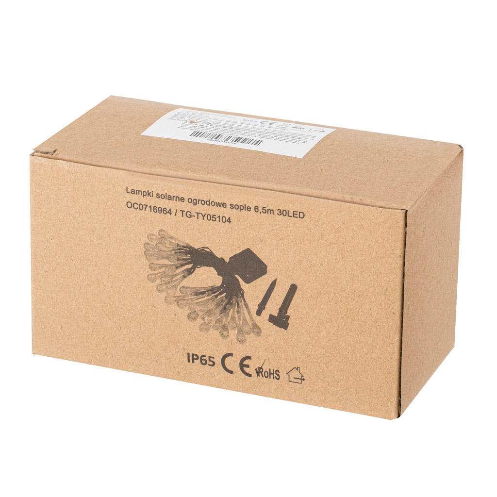 Lampki solarne ogrodowe łezki 6,5m 30LED zimny biały - obrazek 7