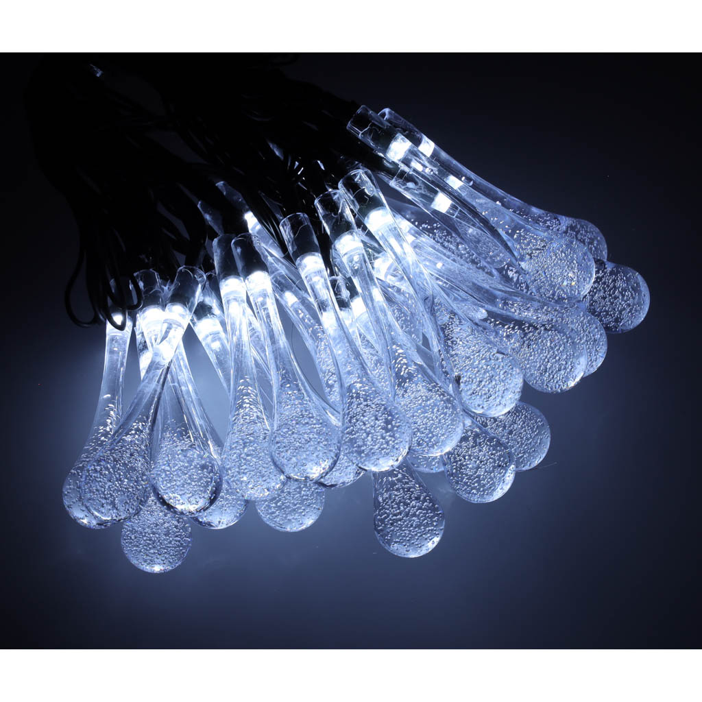Lampki solarne ogrodowe łezki 6,5m 30LED zimny biały - obrazek 8