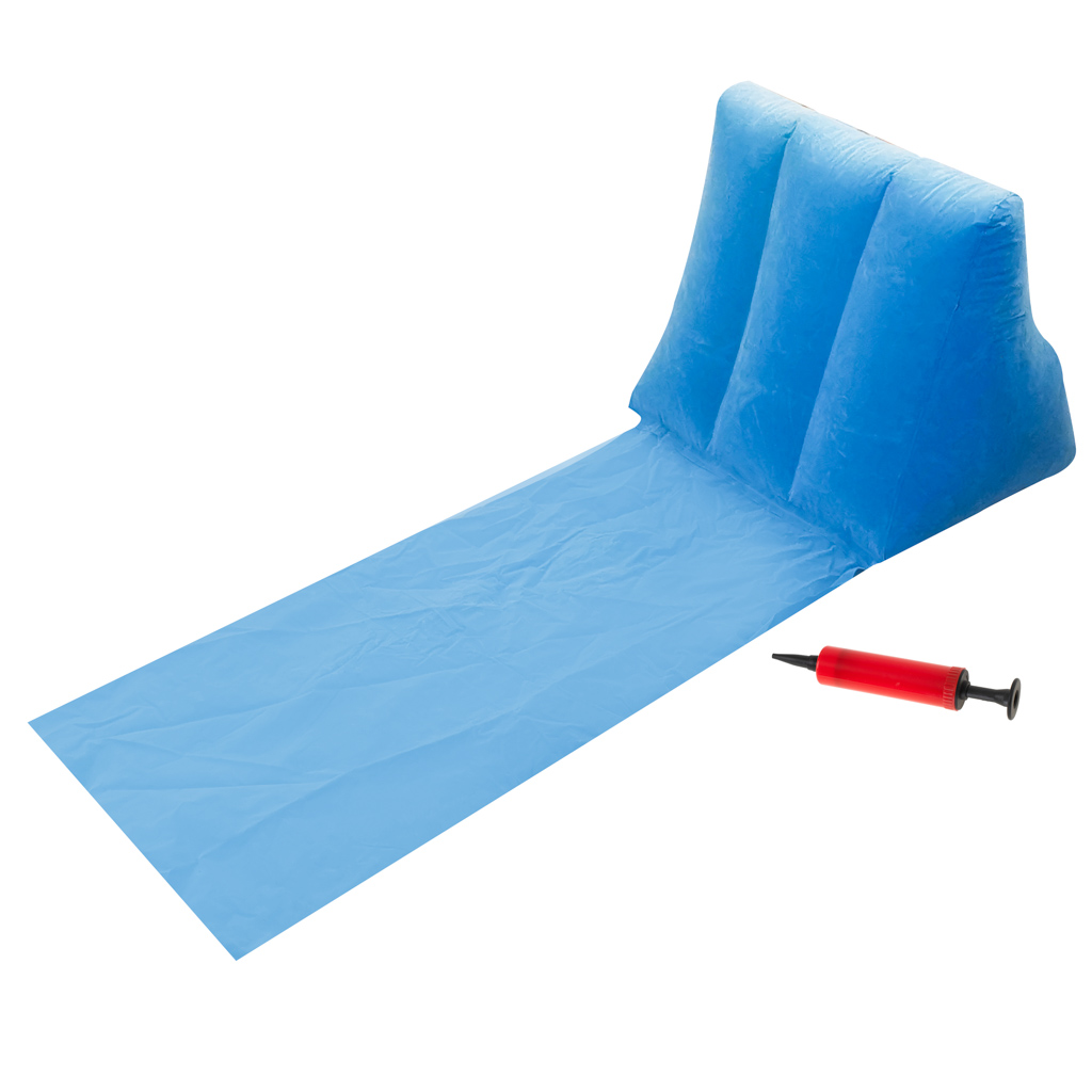 Mata plażowa z dmuchanym oparciem leżak na plażę do domu ogrodu z poduszką uniwersalny błękitny - obrazek 5