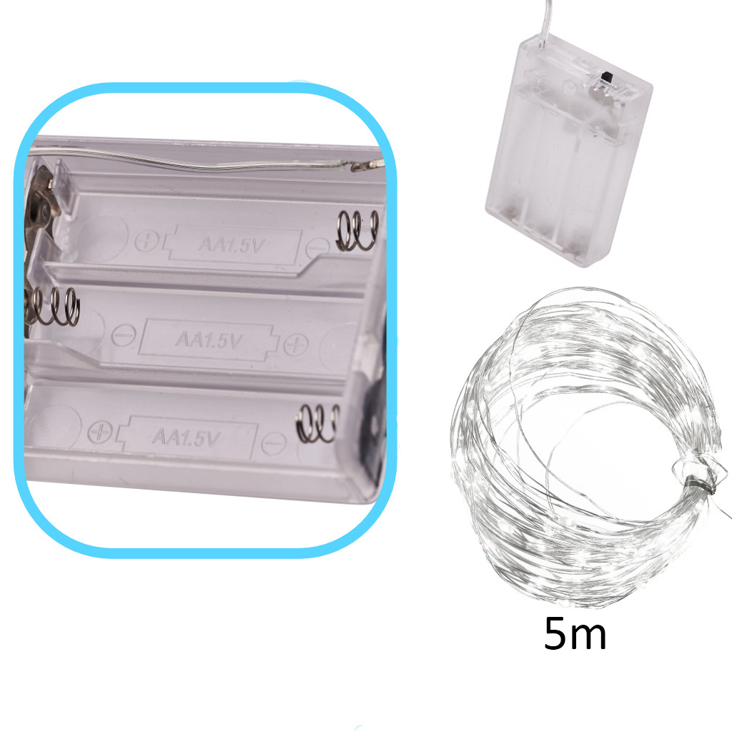 Lampki LED druciki dekoracyjne świąteczne choinkowe 5m 50LED zimny biały - obrazek 5