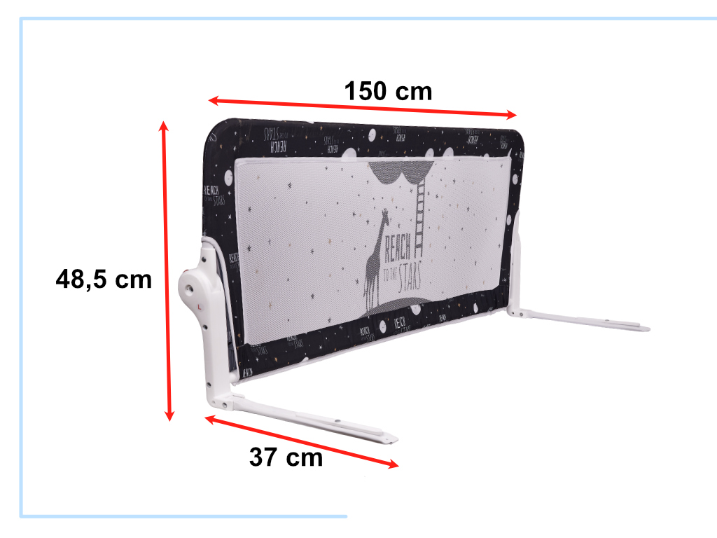 Barierka osłona ochronna do łóżka otwierana150cm czarna - obrazek 5