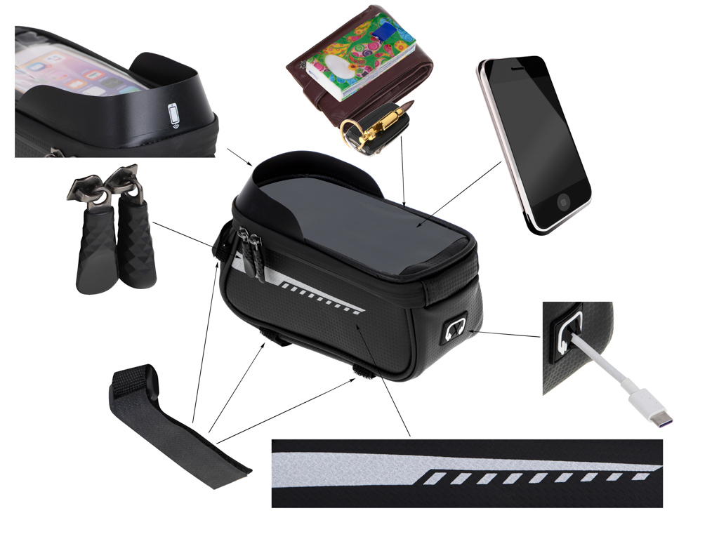 Torba rowerowa sakwa wodoodporna uchwyt na telefon - obrazek 4