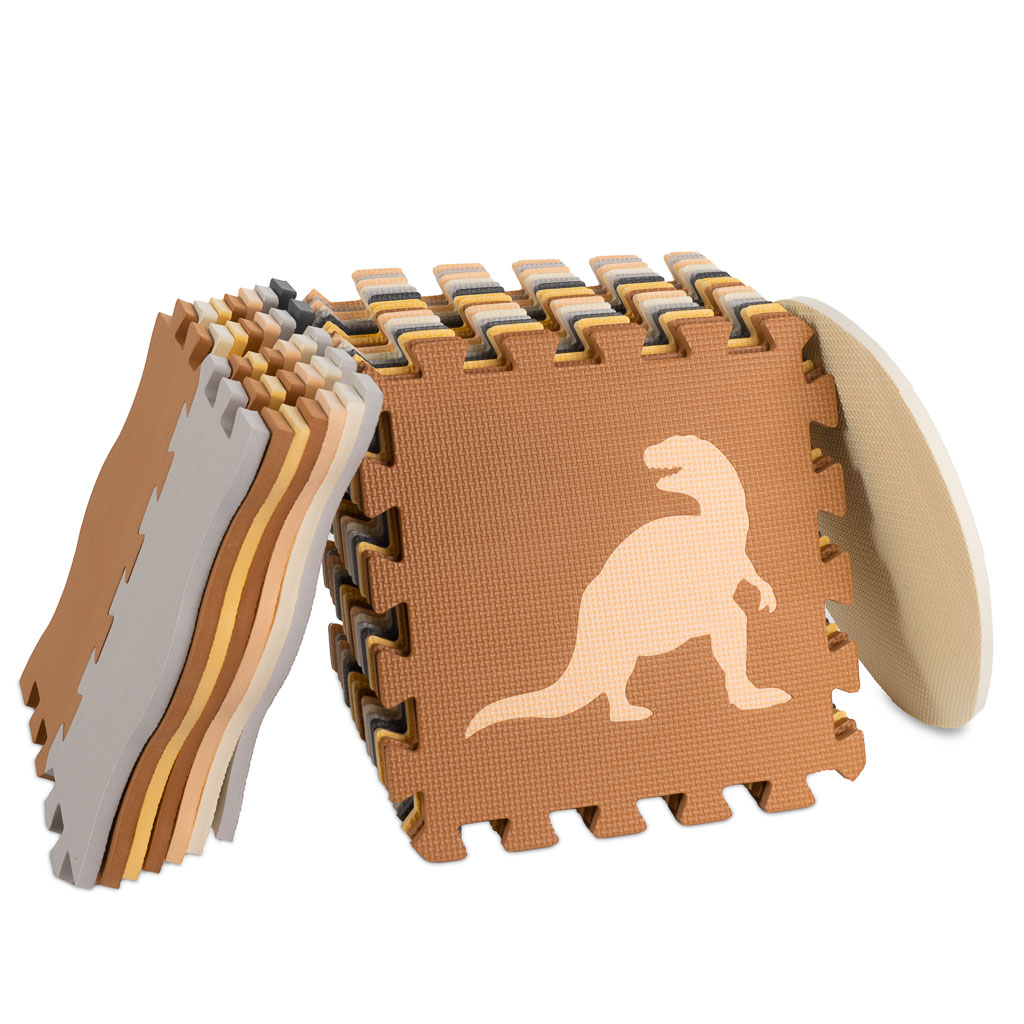 Mata edukacyjna piankowa puzzle brązowa 143 x 143 cm 36 elementów - obrazek 3