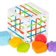 Kostka sensoryczna elastyczna układanka sorter kształtów zabawka wtykana 7 el.