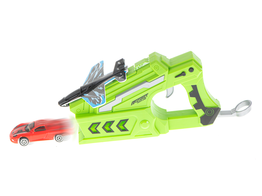 Pistolet wyrzutnia samochodów i samolotów rzutka szybowiec zestaw 3 samoloty auto - obrazek 3