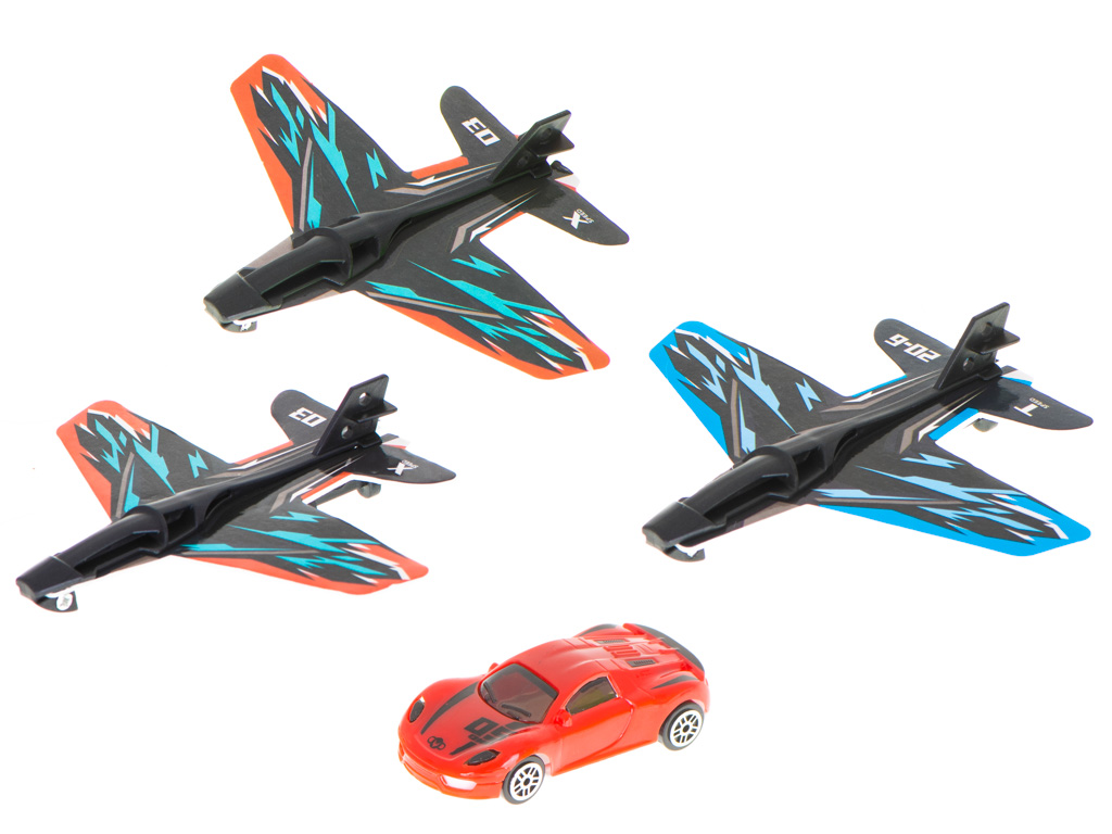 Pistolet wyrzutnia samochodów i samolotów rzutka szybowiec zestaw 3 samoloty auto - obrazek 6