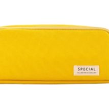 Piórnik szkolny trzykomorowy do szkoły kosmetyczka 3w1 żółta