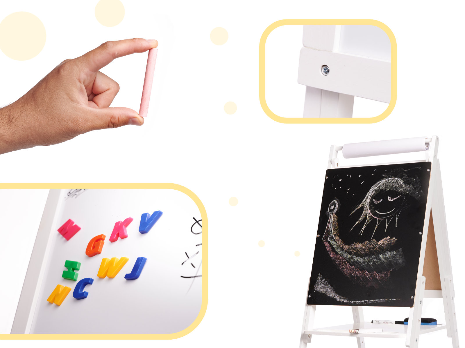 Tablica drewniana magnetyczna kredowa biała duża XXL - obrazek 3