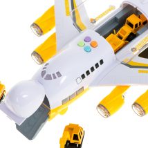 Transporter samolot + 6 aut pojazdy budowlane bok/przód