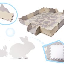 Mata edukacyjna piankowa puzzle szara ecru 36 elementów 150x150cm