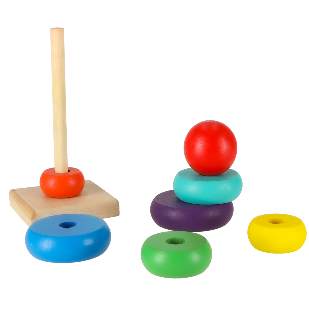Wieża piramida piramidka drewniana do układania sorter kolorowy tęczowy 13cm - obrazek 8