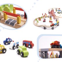 Kolejka drewniana pociąg tor samochodowy 70 elementów