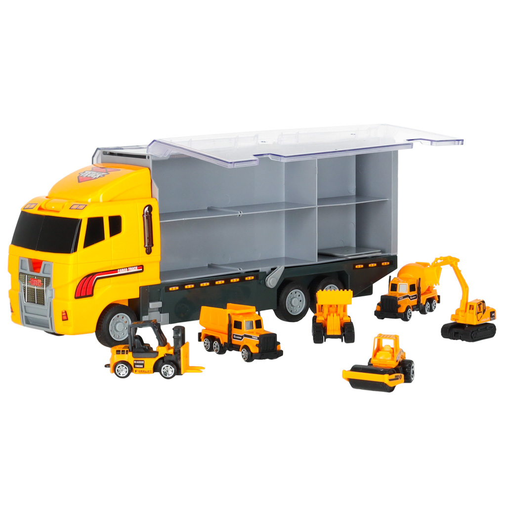 Transporter ciężarówka TIR wyrzutnia + metalowe auta maszyny budowlane - obrazek 6