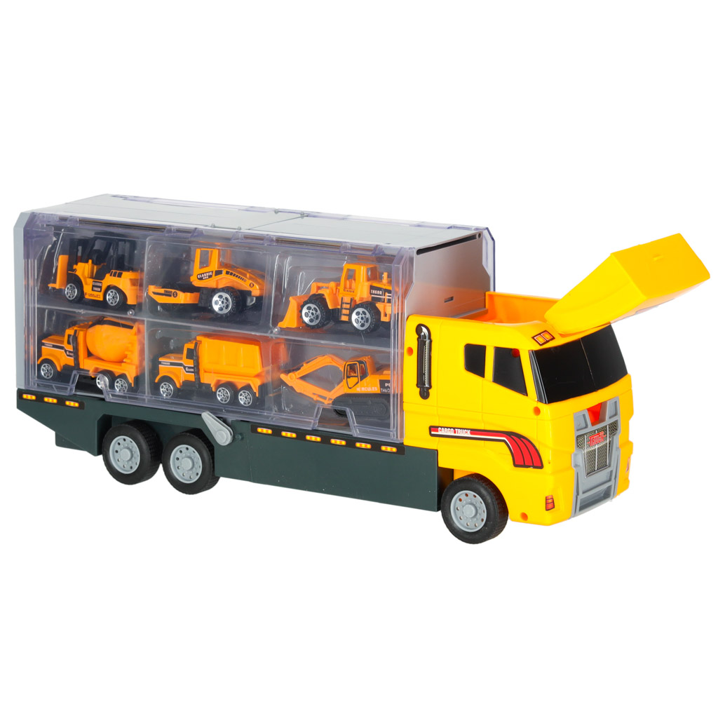 Transporter ciężarówka TIR wyrzutnia + metalowe auta maszyny budowlane - obrazek 8