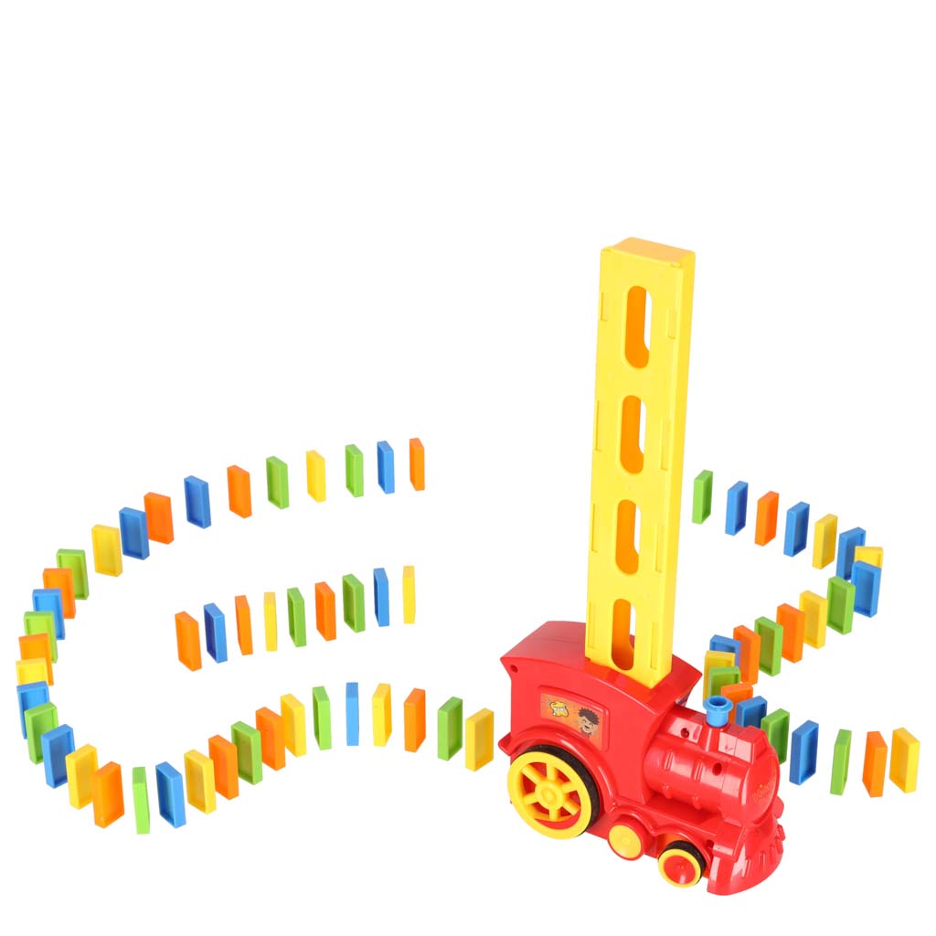 Pociąg Lokomotywa Kolejka Układająca Domino Zabawka na Prezent dla Dzieci