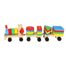 Kolejka pociąg lokomotywa klocki drewniane sorter układanka zręcznościowa 30cm