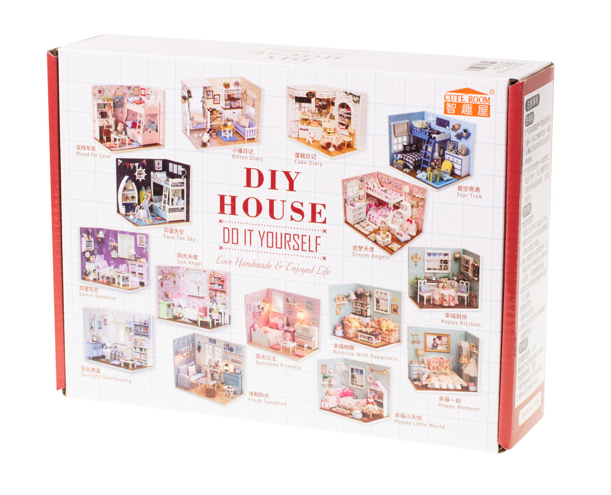 Domek dla lalek drewniany salon model do złożenia LED 8008-A 20,6cm - obrazek 4