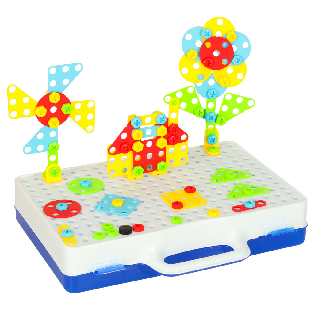 Wkrętarka wiertarka śrubki klocki konstrukcyjne zestaw majsterkowicza walizka 151 elementów - obrazek 4