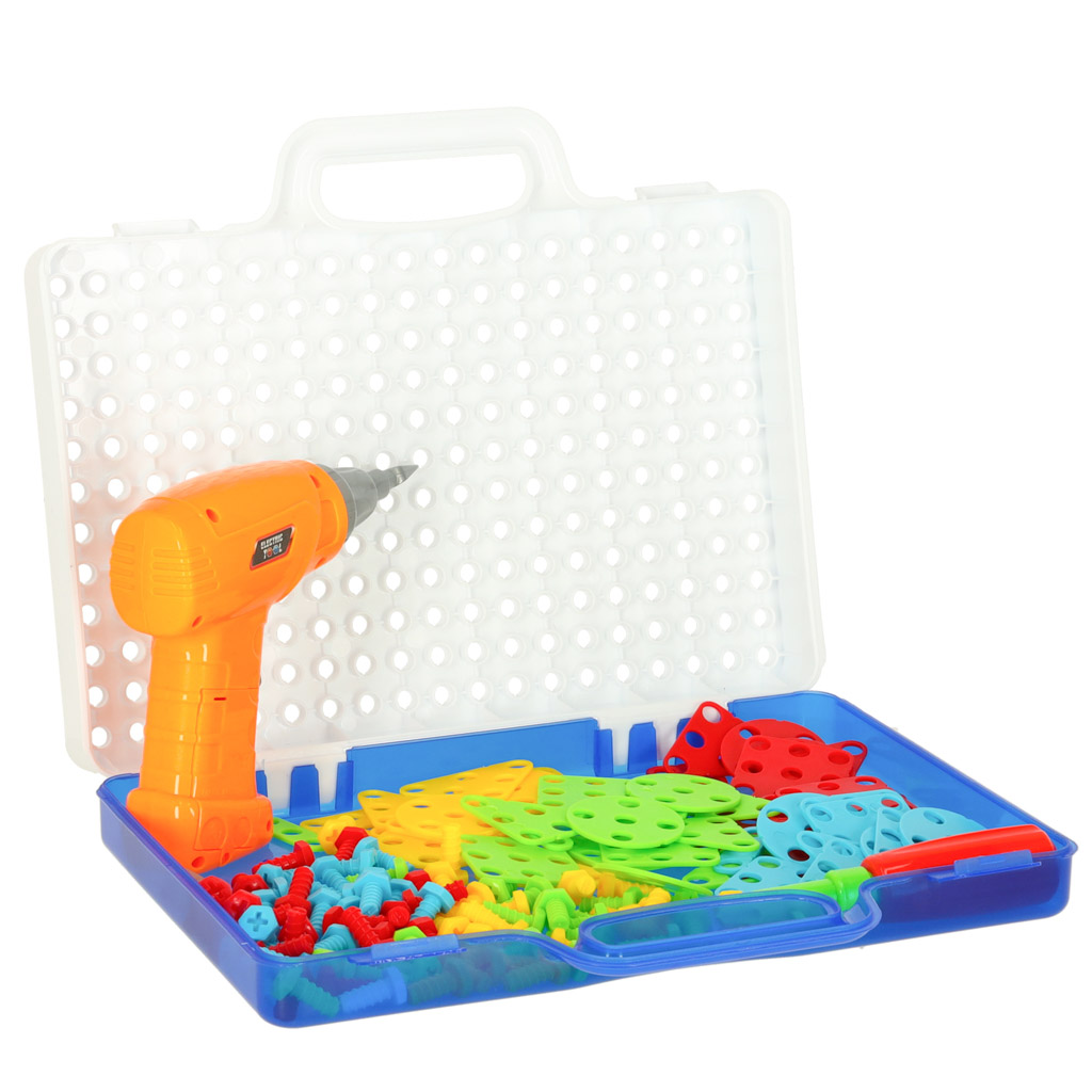 Wkrętarka wiertarka śrubki klocki konstrukcyjne zestaw majsterkowicza walizka 151 elementów - obrazek 5