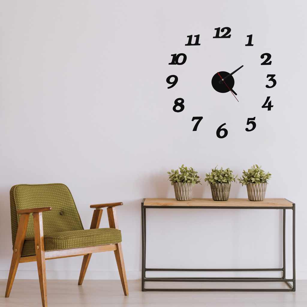 Zegar Ścienny naklejany DIY regulowany nowoczesny czarny 12 godzin - obrazek 6