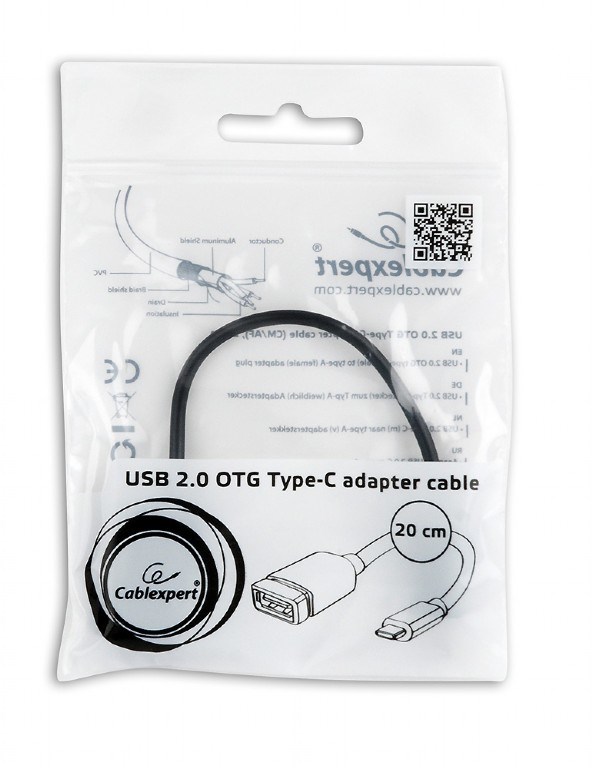 Kabel GEMBIRD A-OTG-CMAF2-01 (USB typu C M - USB 2.0 F; 0,20m; kolor czarny) - obrazek 3