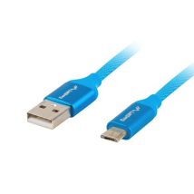 Kabel Lanberg Premium CA-USBM-20CU-0018-BL (USB 2.0 – Micro USB typu B ; 1,8m; kolor niebieski)