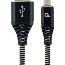 GEMBIRD KABEL PREMIUM MICRO USB 2.0 AM-MBM5P (METALOWE WTYKI,OPLOT) 2M, CZARNY/BIAŁY