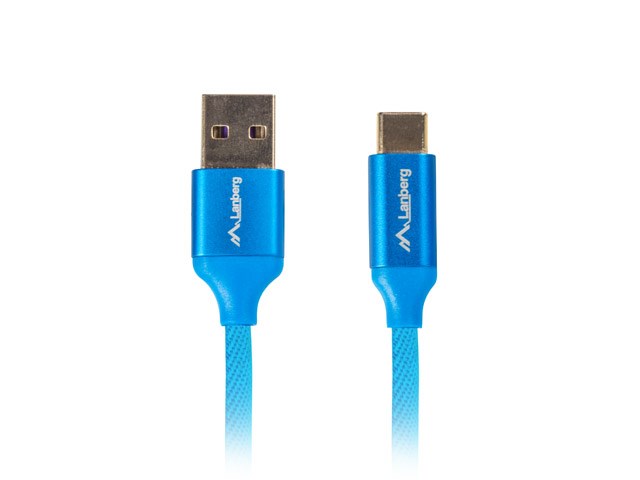 Kabel Lanberg CA-USBO-21CU-0010-BL (USB 2.0 typu A - USB typu C ; 1m; kolor niebieski) - obrazek 3