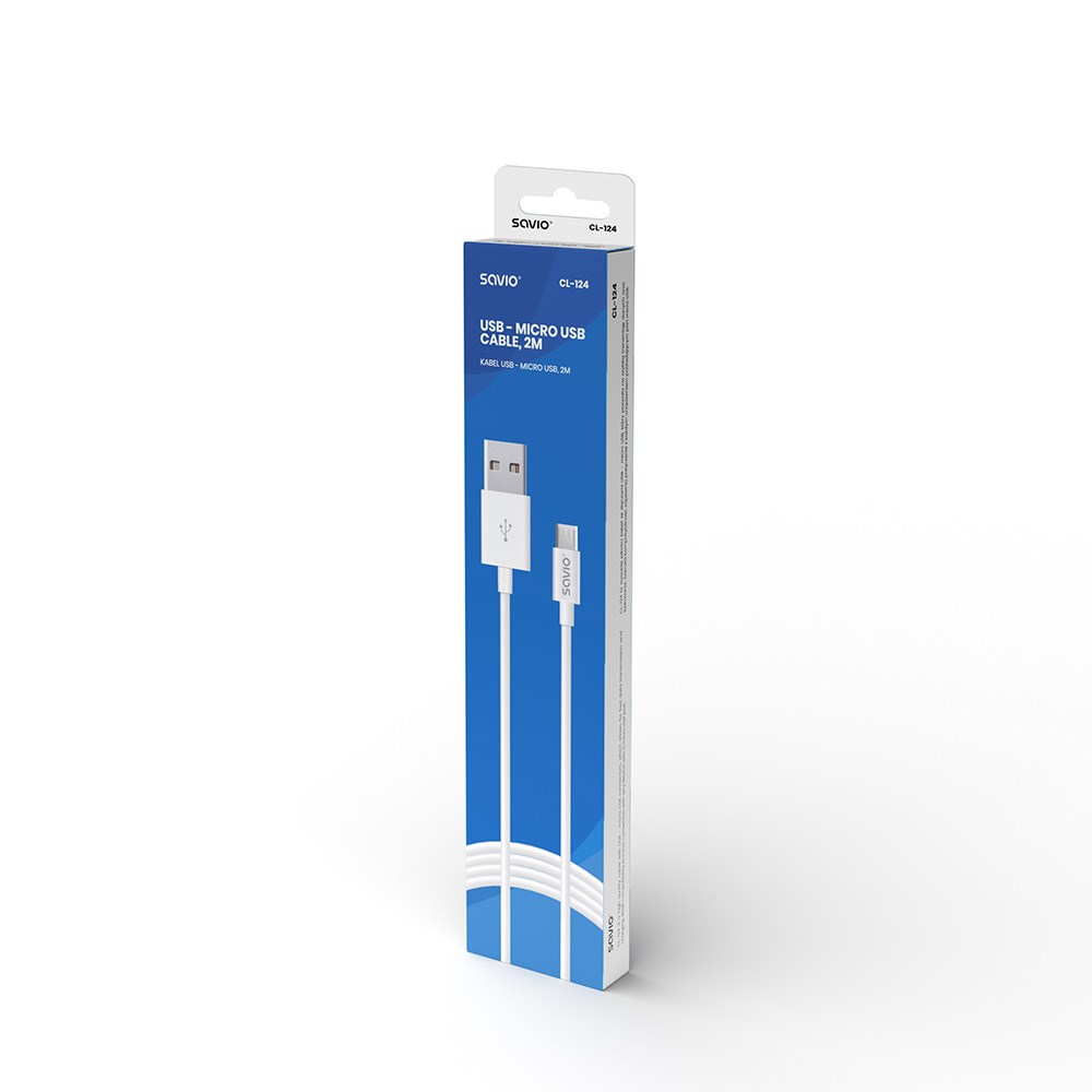 Kabel SAVIO CL-124 (Micro USB - USB 2.0 typu A ; 2m; kolor biały) - obrazek 4