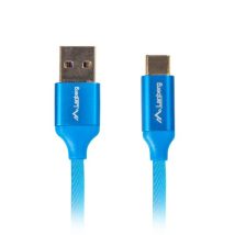 Kabel Lanberg Premium QC 3.0 CA-USBO-22CU-0005-BL (USB 2.0 typu A M – USB typu C M; 0,50m; kolor niebieski)