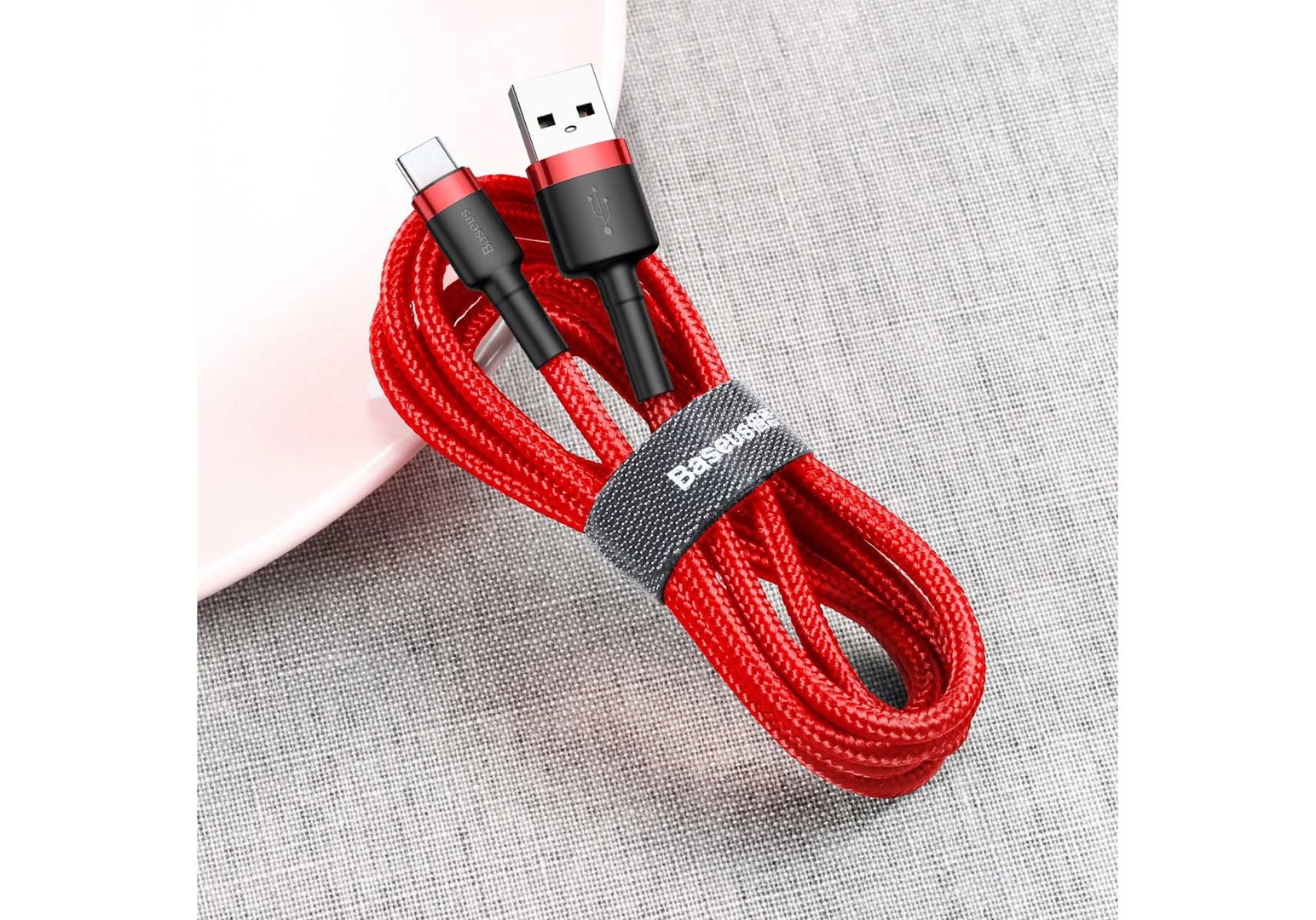 Kabel Baseus Cafule CATKLF-A09 (USB 2.0 - USB typu C ; 0,50m; kolor czerwony) - obrazek 4