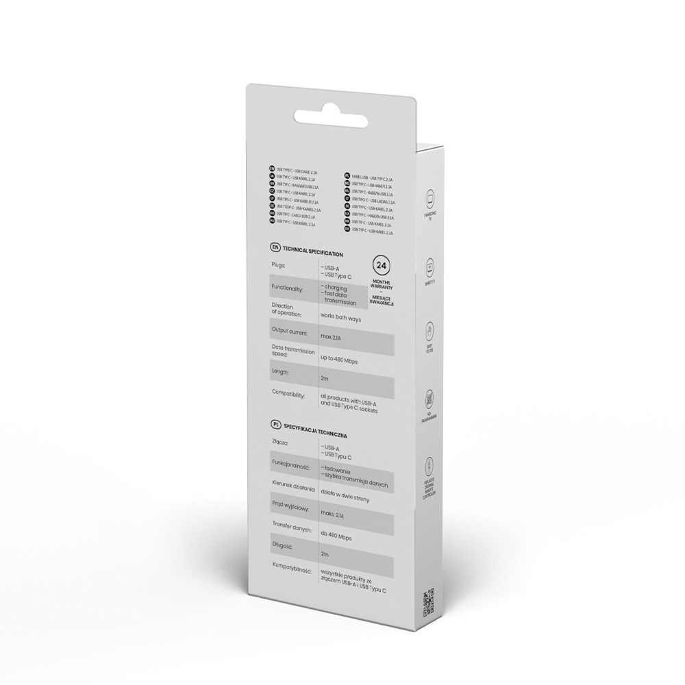 Kabel SAVIO CL-129 (USB typu C - USB 2.0 typu A ; 2m; kolor czarny) - obrazek 3