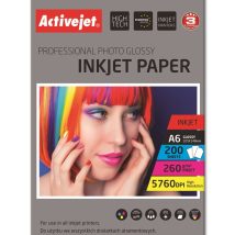 Activejet AP6-260GR200 Papier fotograficzny błyszczący; idealny do wydrukowania zdjęć, kolorowego wspomnienia, 10×15; (A6; 200 szt.)