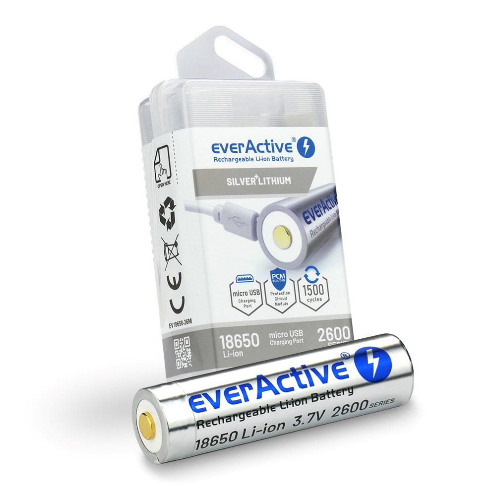EVERACTIVE AKUMULATOR EVERACTIVE 18650 3,7V LI-ION 2600MAH MICRO USB Z ZABEZPIECZENIEM BOX EV18650-26M - obrazek 4